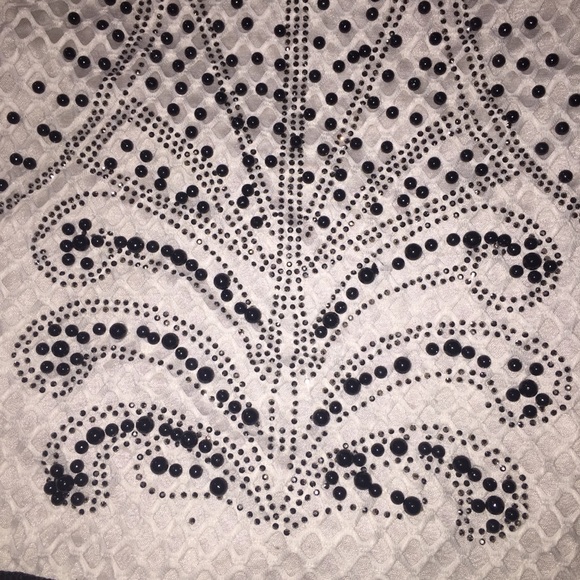 Zara Beaded Mesh and Lace Tank with black fringing - Picture 4 of 10